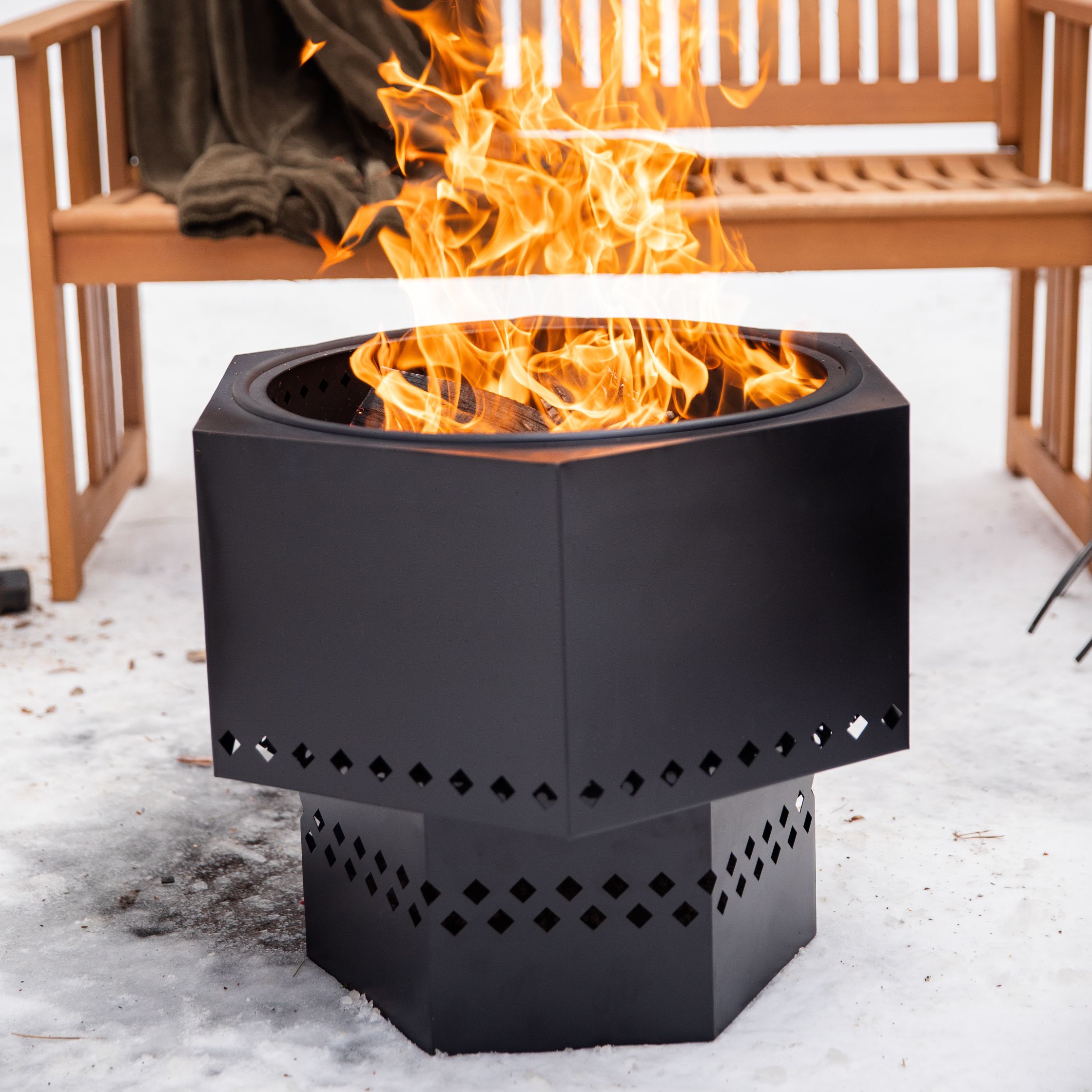 Portable Wood and Pellet Smokeless Fire Pit Bundle-<i>Matte Black</i>